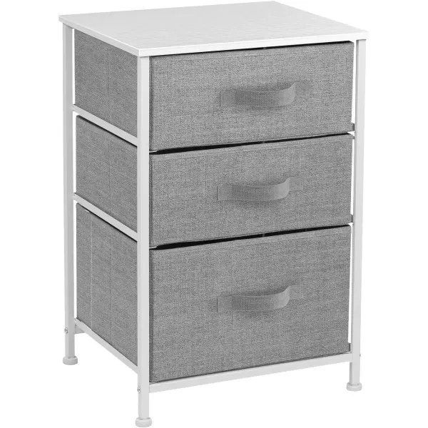 imageSorbus Nightstand with 3 Drawers  Bedside Furniture End Table Night Stand with Steel Frame Wood Top ampamp Easy Pull Fabric Bins  Small Dresser ampamp Chest for Home Bedroom Accessories ampamp Office