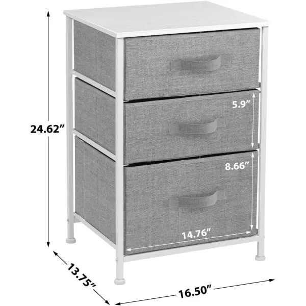 imageSorbus Nightstand with 3 Drawers  Bedside Furniture End Table Night Stand with Steel Frame Wood Top ampamp Easy Pull Fabric Bins  Small Dresser ampamp Chest for Home Bedroom Accessories ampamp Office