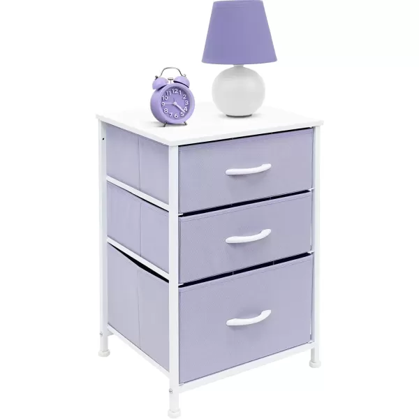 imageSorbus Nightstand with 3 Drawers  Furniture Storage Chest Tower Unit for Bedroom Hallway Closet Office Organization  Steel Frame Wood Top Pastel Fabric Bin PinkPastel Purple