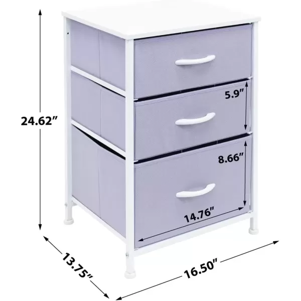 imageSorbus Nightstand with 3 Drawers  Furniture Storage Chest Tower Unit for Bedroom Hallway Closet Office Organization  Steel Frame Wood Top Pastel Fabric Bin PinkPastel Purple