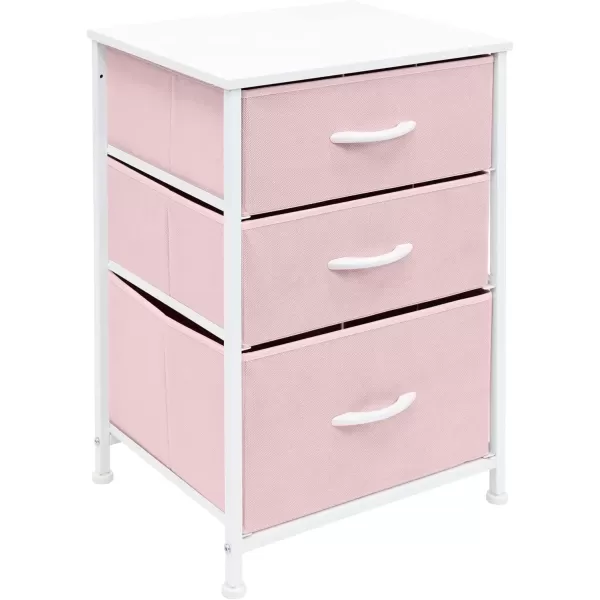 imageSorbus Nightstand with 3 Drawers  Furniture Storage Chest Tower Unit for Bedroom Hallway Closet Office Organization  Steel Frame Wood Top Pastel Fabric Bin PinkPastel Pink