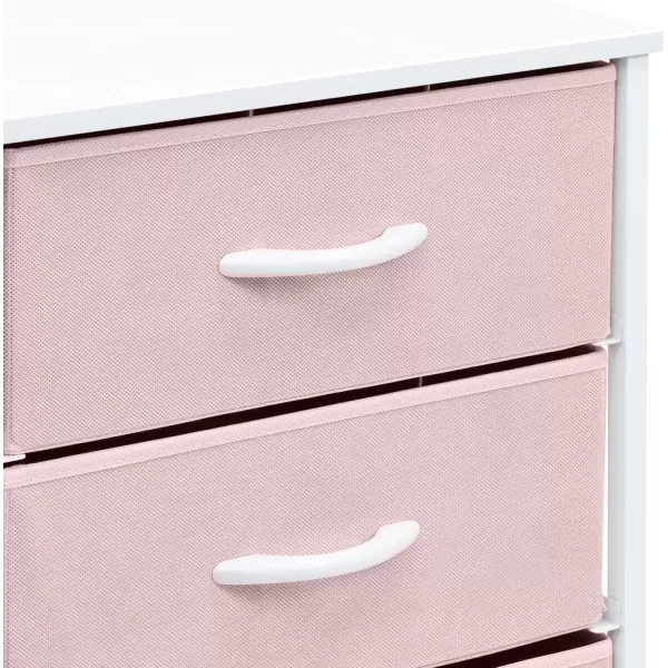 imageSorbus Nightstand with 3 Drawers  Furniture Storage Chest Tower Unit for Bedroom Hallway Closet Office Organization  Steel Frame Wood Top Pastel Fabric Bin PinkPastel Pink