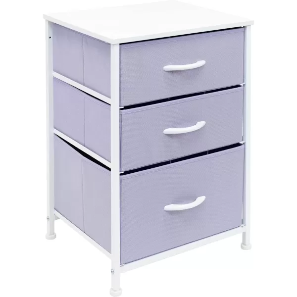 imageSorbus Nightstand with 3 Drawers  Furniture Storage Chest Tower Unit for Bedroom Hallway Closet Office Organization  Steel Frame Wood Top Pastel Fabric Bin PinkPastel Purple