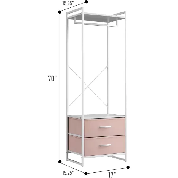 imageSorbus Premium Cothing Rack with Drawers  Heavy Duty Wardrobe Closet with Metal Frame ampamp Wooden Top  70Inch Tall Garment Rack Lightweight Freestanding Coat Closet  For Hallway BedroomPink