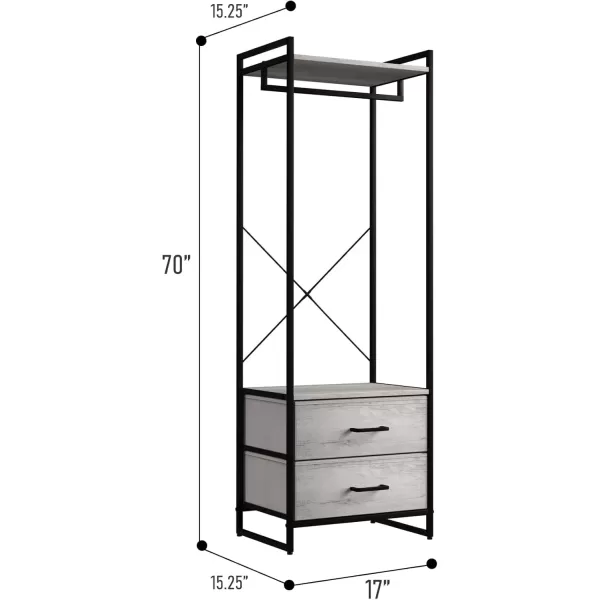 imageSorbus Premium Cothing Rack with Drawers  Heavy Duty Wardrobe Closet with Metal Frame ampamp Wooden Top  70Inch Tall Garment Rack Lightweight Freestanding Coat Closet  For Hallway BedroomGreige