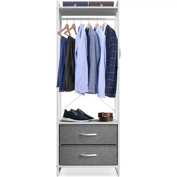 imageSorbus Premium Cothing Rack with Drawers  Heavy Duty Wardrobe Closet with Metal Frame ampamp Wooden Top  70Inch Tall Garment Rack Lightweight Freestanding Coat Closet  For Hallway BedroomWhite