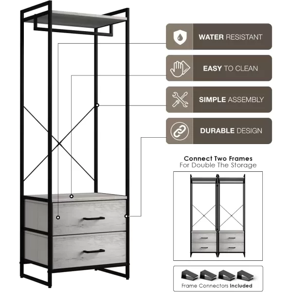 imageSorbus Premium Cothing Rack with Drawers  Heavy Duty Wardrobe Closet with Metal Frame ampamp Wooden Top  70Inch Tall Garment Rack Lightweight Freestanding Coat Closet  For Hallway BedroomGreige