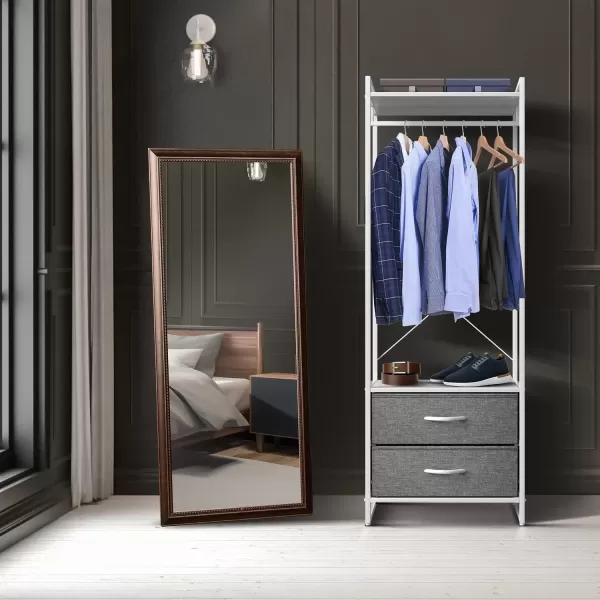 imageSorbus Premium Cothing Rack with Drawers  Heavy Duty Wardrobe Closet with Metal Frame ampamp Wooden Top  70Inch Tall Garment Rack Lightweight Freestanding Coat Closet  For Hallway BedroomWhite