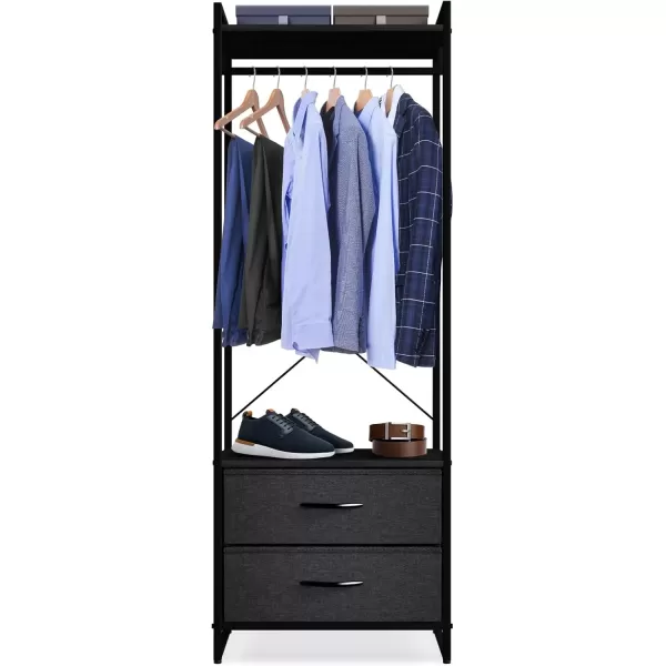 imageSorbus Premium Cothing Rack with Drawers  Heavy Duty Wardrobe Closet with Metal Frame ampamp Wooden Top  70Inch Tall Garment Rack Lightweight Freestanding Coat Closet  For Hallway BedroomBlack