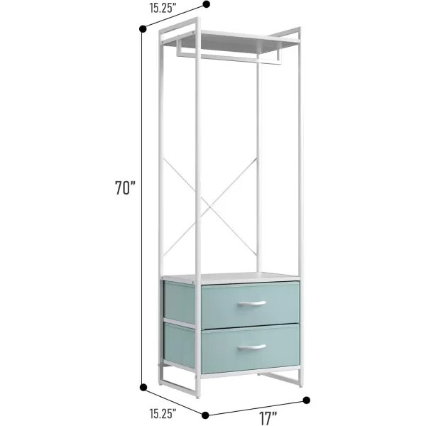 imageSorbus Premium Cothing Rack with Drawers  Heavy Duty Wardrobe Closet with Metal Frame ampamp Wooden Top  70Inch Tall Garment Rack Lightweight Freestanding Coat Closet  For Hallway BedroomAqua