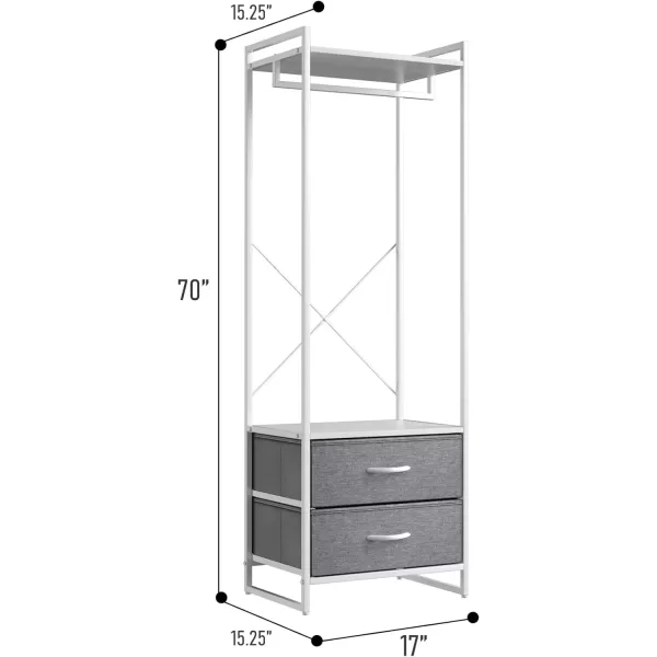 imageSorbus Premium Cothing Rack with Drawers  Heavy Duty Wardrobe Closet with Metal Frame ampamp Wooden Top  70Inch Tall Garment Rack Lightweight Freestanding Coat Closet  For Hallway BedroomWhite