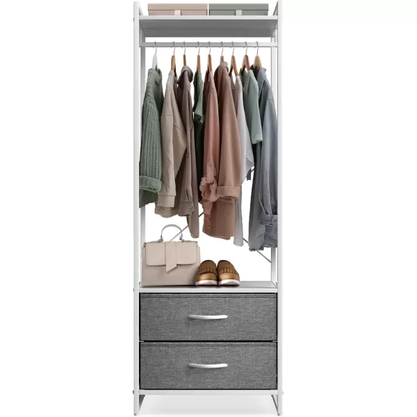 imageSorbus Premium Cothing Rack with Drawers  Heavy Duty Wardrobe Closet with Metal Frame ampamp Wooden Top  70Inch Tall Garment Rack Lightweight Freestanding Coat Closet  For Hallway BedroomWhite