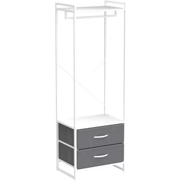 imageSorbus Premium Cothing Rack with Drawers  Heavy Duty Wardrobe Closet with Metal Frame ampamp Wooden Top  70Inch Tall Garment Rack Lightweight Freestanding Coat Closet  For Hallway BedroomWhite