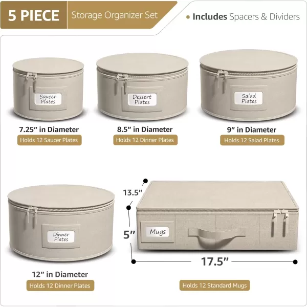 imageChina Platter Storage Containers  Serving Platter Storage Containers  Christmas Platter Storage Rack ampamp Platter Organizer  Hard Shell Handles ampamp Felt Dividers  Storage Platter for Packing DishesBeige