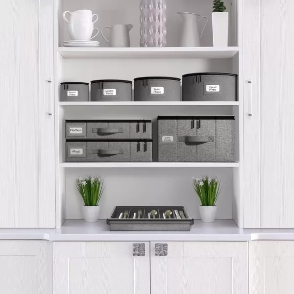 imageChina Platter Storage Containers  Serving Platter Storage Containers  Christmas Platter Storage Rack ampamp Platter Organizer  Hard Shell Handles ampamp Felt Dividers  Storage Platter for Packing DishesGray