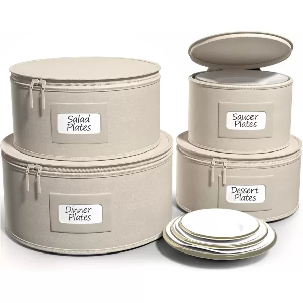 imageChina Platter Storage Containers  Serving Platter Storage Containers  Christmas Platter Storage Rack ampamp Platter Organizer  Hard Shell Handles ampamp Felt Dividers  Storage Platter for Packing DishesBeige
