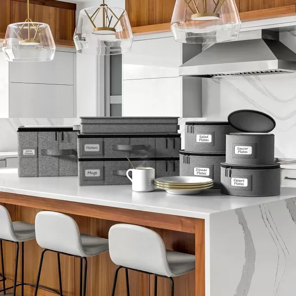 imageChina Platter Storage Containers  Serving Platter Storage Containers  Christmas Platter Storage Rack ampamp Platter Organizer  Hard Shell Handles ampamp Felt Dividers  Storage Platter for Packing DishesGray