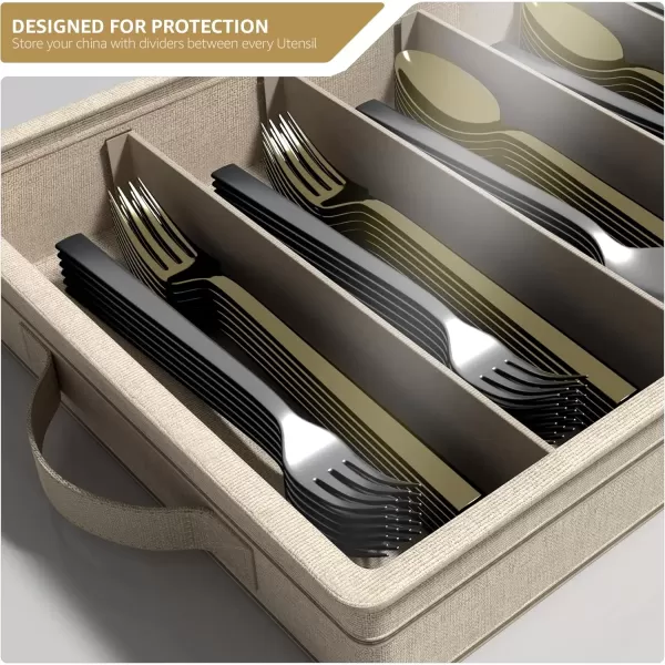 imageChina Platter Storage Containers  Serving Platter Storage Containers  Christmas Platter Storage Rack ampamp Platter Organizer  Hard Shell Handles ampamp Felt Dividers  Storage Platter for Packing DishesBeige