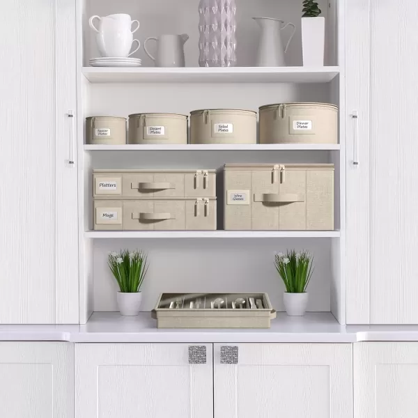 imageChina Platter Storage Containers  Serving Platter Storage Containers  Christmas Platter Storage Rack ampamp Platter Organizer  Hard Shell Handles ampamp Felt Dividers  Storage Platter for Packing DishesBeige