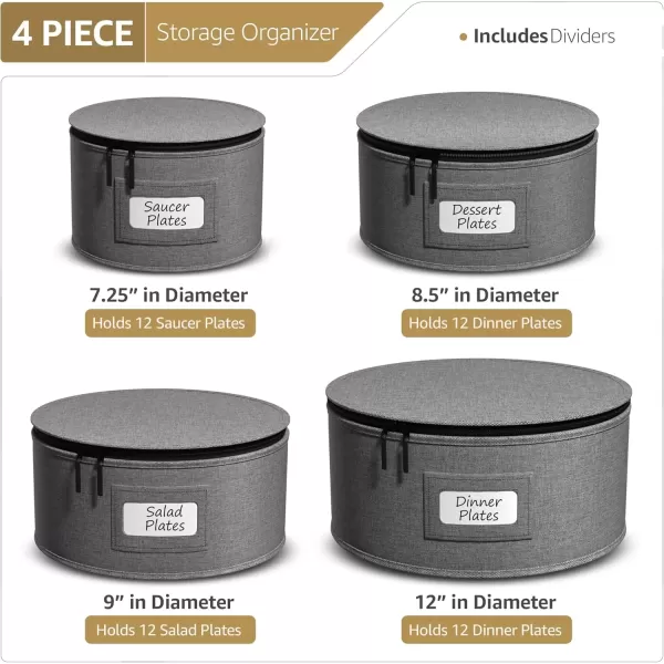 imageChina Platter Storage Containers  Serving Platter Storage Containers  Christmas Platter Storage Rack ampamp Platter Organizer  Hard Shell Handles ampamp Felt Dividers  Storage Platter for Packing DishesGray