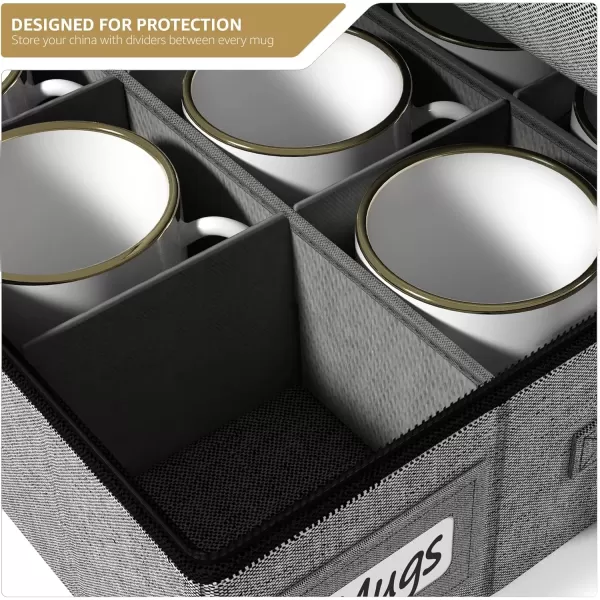 imageChina Platter Storage Containers  Serving Platter Storage Containers  Christmas Platter Storage Rack ampamp Platter Organizer  Hard Shell Handles ampamp Felt Dividers  Storage Platter for Packing DishesGray