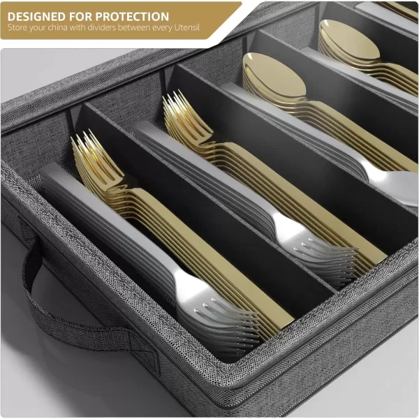 imageChina Platter Storage Containers  Serving Platter Storage Containers  Christmas Platter Storage Rack ampamp Platter Organizer  Hard Shell Handles ampamp Felt Dividers  Storage Platter for Packing DishesGray