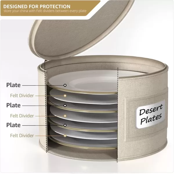 imageChina Platter Storage Containers  Serving Platter Storage Containers  Christmas Platter Storage Rack ampamp Platter Organizer  Hard Shell Handles ampamp Felt Dividers  Storage Platter for Packing DishesBeige