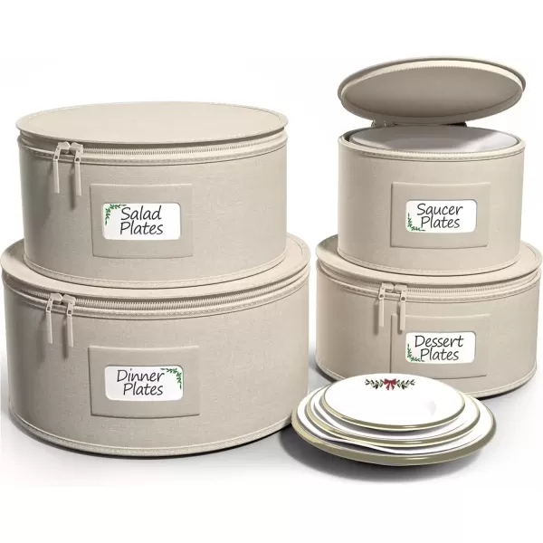imageChina Platter Storage Containers  Serving Platter Storage Containers  Christmas Platter Storage Rack ampamp Platter Organizer  Hard Shell Handles ampamp Felt Dividers  Storage Platter for Packing DishesBeige