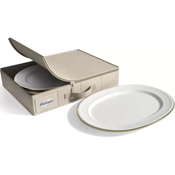 imageChina Platter Storage Containers  Serving Platter Storage Containers  Christmas Platter Storage Rack ampamp Platter Organizer  Hard Shell Handles ampamp Felt Dividers  Storage Platter for Packing DishesBeige