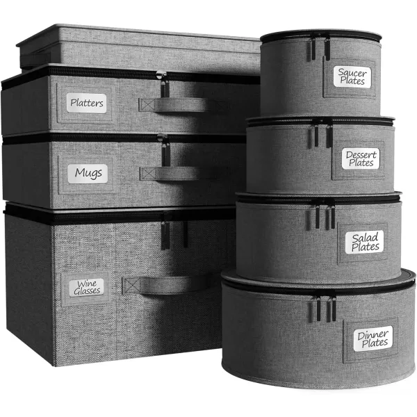 imageChina Platter Storage Containers  Serving Platter Storage Containers  Christmas Platter Storage Rack ampamp Platter Organizer  Hard Shell Handles ampamp Felt Dividers  Storage Platter for Packing DishesGray