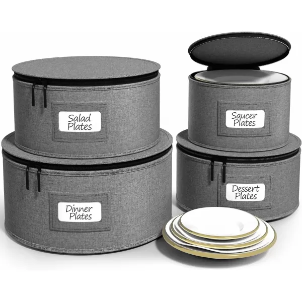imageChina Platter Storage Containers  Serving Platter Storage Containers  Christmas Platter Storage Rack ampamp Platter Organizer  Hard Shell Handles ampamp Felt Dividers  Storage Platter for Packing DishesGray
