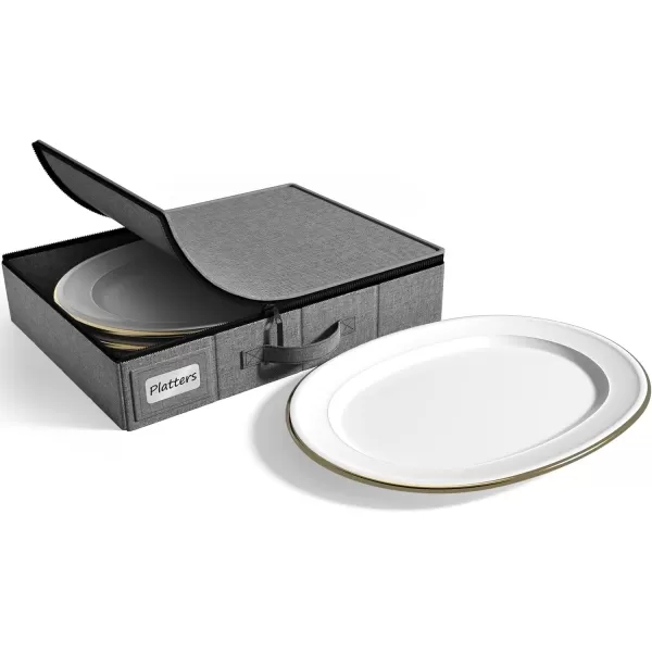 imageChina Platter Storage Containers  Serving Platter Storage Containers  Christmas Platter Storage Rack ampamp Platter Organizer  Hard Shell Handles ampamp Felt Dividers  Storage Platter for Packing DishesGray