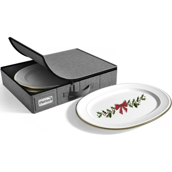 imageChina Platter Storage Containers  Serving Platter Storage Containers  Christmas Platter Storage Rack ampamp Platter Organizer  Hard Shell Handles ampamp Felt Dividers  Storage Platter for Packing DishesGray