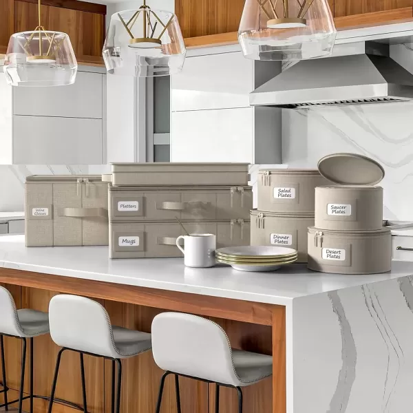 imageChina Platter Storage Containers  Serving Platter Storage Containers  Christmas Platter Storage Rack ampamp Platter Organizer  Hard Shell Handles ampamp Felt Dividers  Storage Platter for Packing DishesBeige