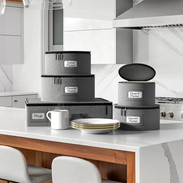 imageChina Platter Storage Containers  Serving Platter Storage Containers  Christmas Platter Storage Rack ampamp Platter Organizer  Hard Shell Handles ampamp Felt Dividers  Storage Platter for Packing DishesGray