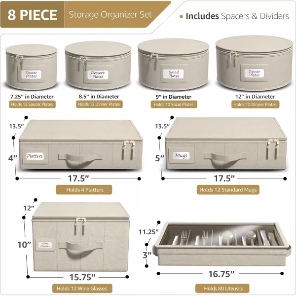 imageChina Platter Storage Containers  Serving Platter Storage Containers  Christmas Platter Storage Rack ampamp Platter Organizer  Hard Shell Handles ampamp Felt Dividers  Storage Platter for Packing DishesBeige
