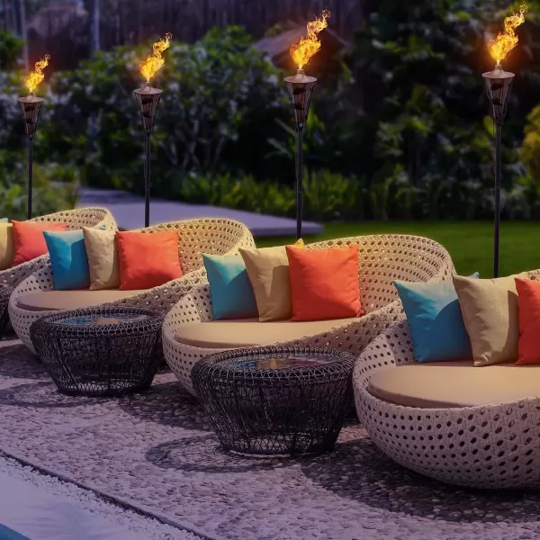 imageMatney Outdoor Metal Patio Torches  Use for Deck Patio Back Yard Out Door parties Wedding  Includes Fiberglass Wick and Snuffer Cap 60 Inch 2 Pack2 Pack