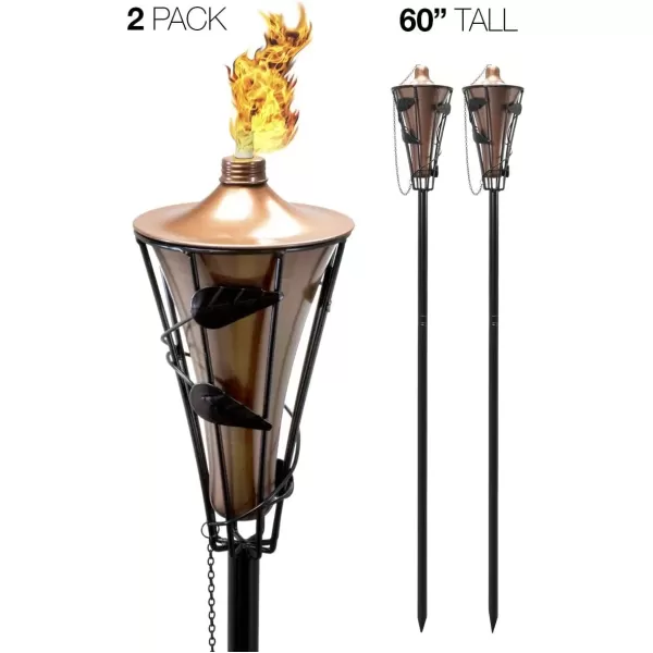 imageMatney Outdoor Metal Patio Torches  Use for Deck Patio Back Yard Out Door parties Wedding  Includes Fiberglass Wick and Snuffer Cap 60 Inch 2 Pack2 Pack