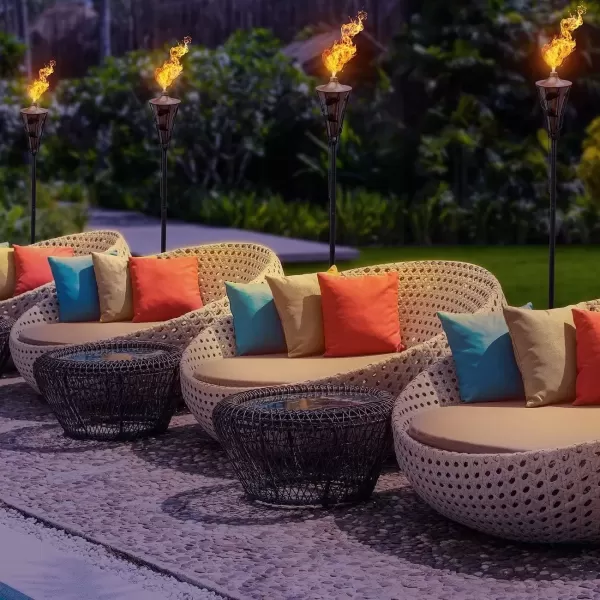 imageMatney Outdoor Metal Patio Torches  Use for Deck Patio Back Yard Out Door parties Wedding  Includes Fiberglass Wick and Snuffer Cap 60 Inch 2 Pack4 Pack