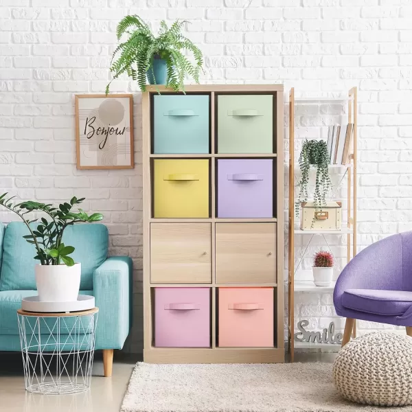imageSorbus 11 Inch Storage Bins  Sturdy Collapsible Fabric Storage Cubes with Handle  12 Foldable Baskets for Organizing Clothes Toys Books  Storage Baskets for Shelves Closets12 Pack Pastel MultiColor