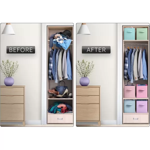 imageSorbus 11 Inch Storage Bins with Clear Window  6 Foldable Baskets for Organizing Clothes Toys Books  Sturdy Collapsible Fabric Storage Cubes with Handle  Storage Baskets for Shelves ClosetsPastel MultiColor 2