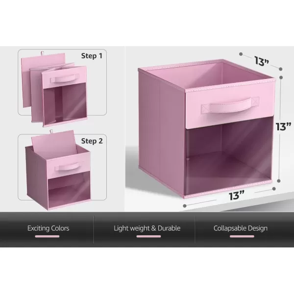 imageSorbus 11 Inch Storage Bins with Clear Window  6 Foldable Baskets for Organizing Clothes Toys Books  Sturdy Collapsible Fabric Storage Cubes with Handle  Storage Baskets for Shelves ClosetsPastel MultiColor 2 with Window