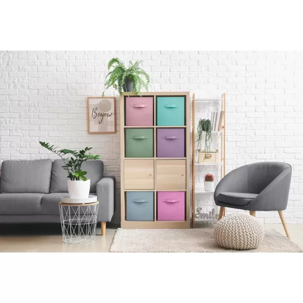 imageSorbus 11 Inch Storage Bins with Clear Window  6 Foldable Baskets for Organizing Clothes Toys Books  Sturdy Collapsible Fabric Storage Cubes with Handle  Storage Baskets for Shelves ClosetsPastel MultiColor 2