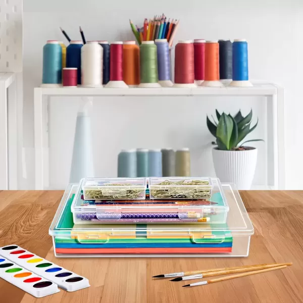 imageSorbus 12Piece Art Supply Storage Organizer  Stackable Craft Storage Organizer with Hinged Lids  Art Storage Yarn Organizer Ribbon Organizer Bead Organizers Arts and Crafts Organizer Containers4 Pack