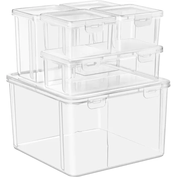 imageSorbus 12Piece Art Supply Storage Organizer  Stackable Craft Storage Organizer with Hinged Lids  Art Storage Yarn Organizer Ribbon Organizer Bead Organizers Arts and Crafts Organizer Containers6 Pack