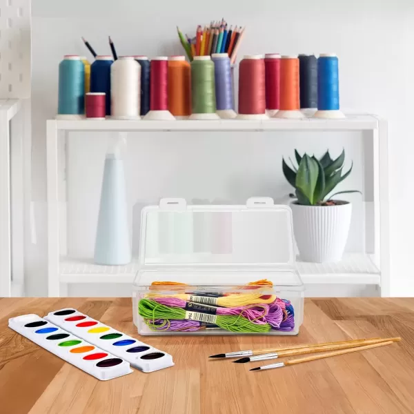 imageSorbus 12Piece Art Supply Storage Organizer  Stackable Craft Storage Organizer with Hinged Lids  Art Storage Yarn Organizer Ribbon Organizer Bead Organizers Arts and Crafts Organizer Containers12 Pack
