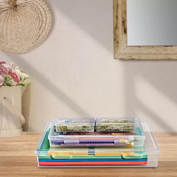 imageSorbus 12Piece Art Supply Storage Organizer  Stackable Craft Storage Organizer with Hinged Lids  Art Storage Yarn Organizer Ribbon Organizer Bead Organizers Arts and Crafts Organizer Containers4 Pack