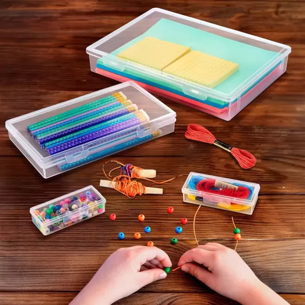 imageSorbus 12Piece Art Supply Storage Organizer  Stackable Craft Storage Organizer with Hinged Lids  Art Storage Yarn Organizer Ribbon Organizer Bead Organizers Arts and Crafts Organizer Containers4 Pack