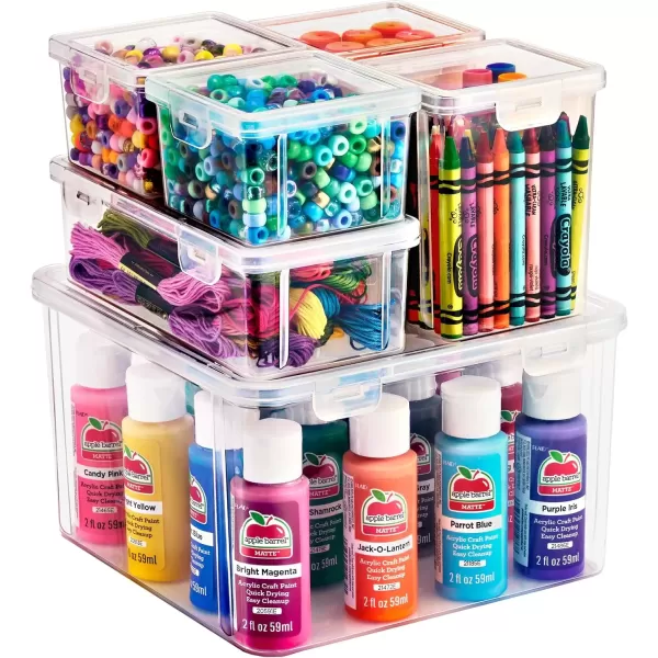 imageSorbus 12Piece Art Supply Storage Organizer  Stackable Craft Storage Organizer with Hinged Lids  Art Storage Yarn Organizer Ribbon Organizer Bead Organizers Arts and Crafts Organizer Containers6 Pack