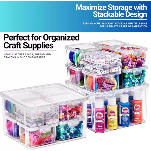 imageSorbus 12Piece Art Supply Storage Organizer  Stackable Craft Storage Organizer with Hinged Lids  Art Storage Yarn Organizer Ribbon Organizer Bead Organizers Arts and Crafts Organizer Containers12 Pack